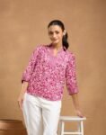 Pink Viscose Printed Top for Chic Everyday Style